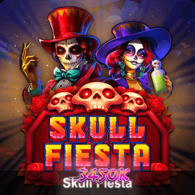Interface vibrante do jogo de slot Skull Fiesta com elementos temáticos do Dia dos Mortos